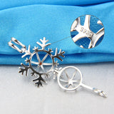 925 Silver Red Zircon Snowflake Pendant Charm for Women