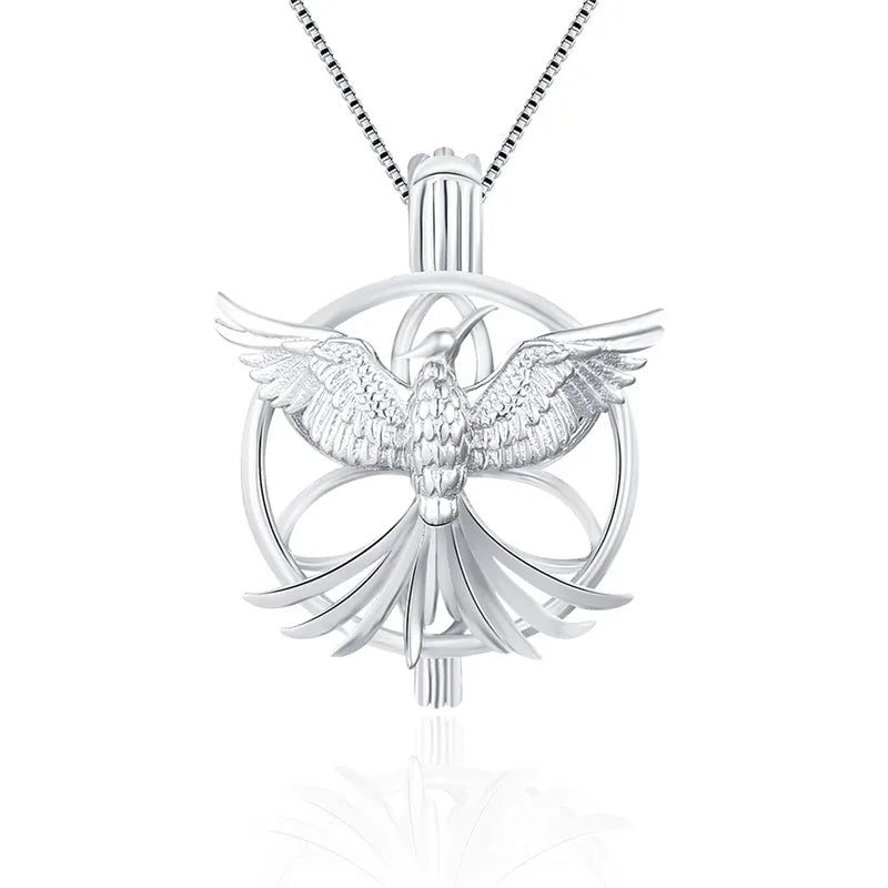 925 Silver Phoenix Shaped Cage Pendant US Air Force Charms