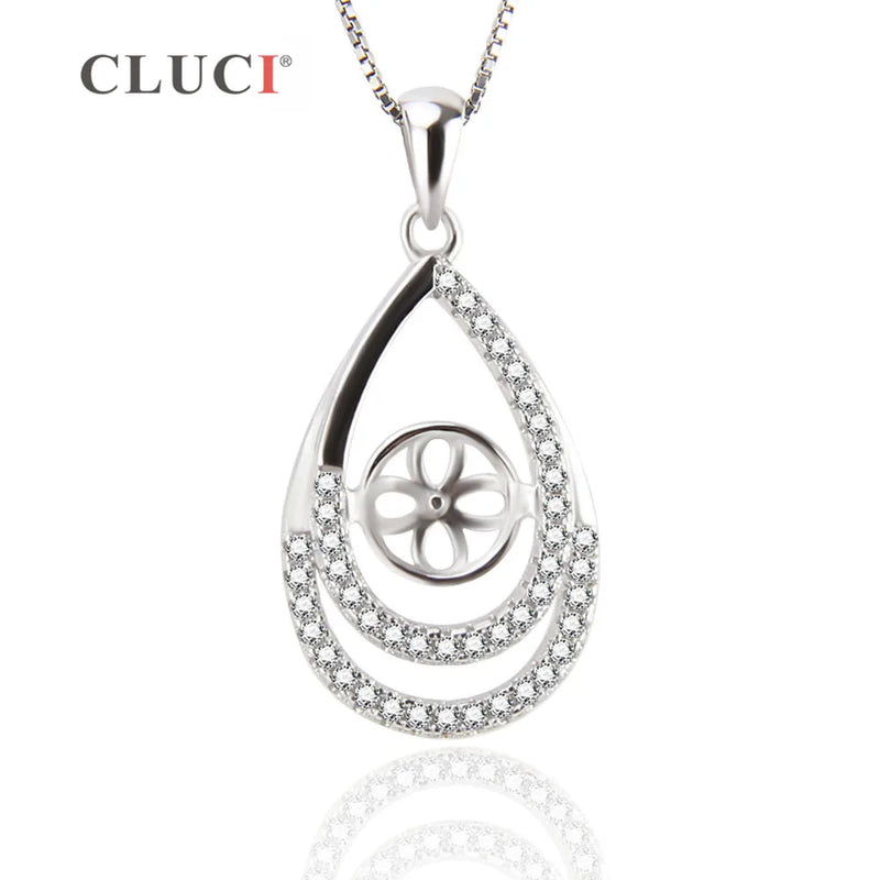 925 Silver Water Drop Zirconia Pendant Necklace