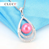 925 Silver Water Drop Zirconia Pendant Necklace
