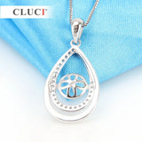 925 Silver Water Drop Zirconia Pendant Necklace