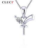 925 Silver Women Pearl Pendant Zircon Gemstone Necklace SP383SB