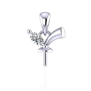 925 Silver Women Pearl Pendant Zircon Gemstone Necklace SP383SB