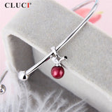 925 Silver Women Pearl Pendant Zircon Gemstone Necklace SP383SB
