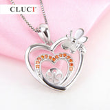 925 Silver Sterling Bee Charms Pendant Mounting with Red Zircons