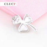 925 Silver Sterling Green Clover Charms Pendant Mounting for Women Kids