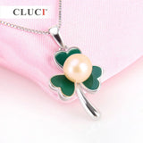 925 Silver Sterling Green Clover Charms Pendant Mounting for Women Kids