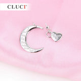 925 Silver Sterling Moon & Heart Pendant Necklace