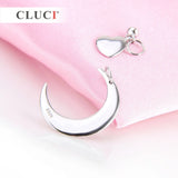 925 Silver Sterling Moon & Heart Pendant Necklace