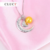 925 Silver Sterling Moon & Heart Pendant Necklace