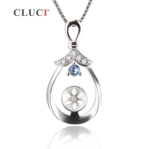 925 Silver Water Drop Pendant Mounting with Zircons for Women