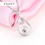 925 Silver Water Drop Pendant Mounting with Zircons for Women