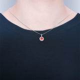 925 Silver Red CZ Round Pendant Women Accessories Jewelry Gift Charms Necklace