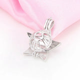 925 Silver Independence Pendant Flag Star Shape Pearl Locket