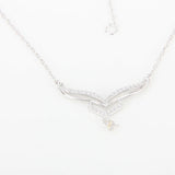 925 Silver Angel Heart Zircon Pendant Necklace for Women