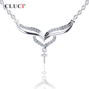 925 Silver Angel Heart Zircon Pendant Necklace for Women