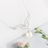 925 Silver Angel Heart Zircon Pendant Necklace for Women
