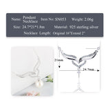 925 Silver Angel Heart Zircon Pendant Necklace for Women