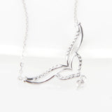 925 Silver Angel Heart Zircon Pendant Necklace for Women
