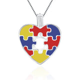 925 Silver Autism Awareness Heart Pearl Locket