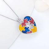 925 Silver Autism Awareness Heart Pearl Locket