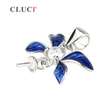 925 Silver Blue Flower Pearl Pendant Charms for Jewelry Making