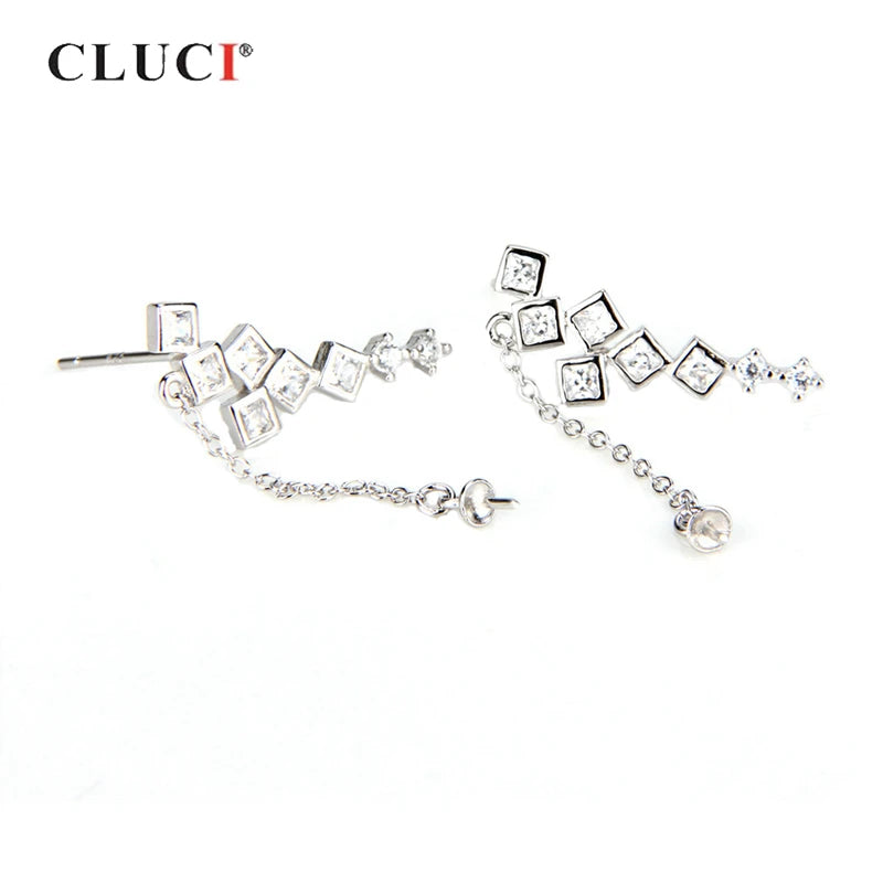 925 Silver CZ & Pearl Earrings - Wedding Jewelry