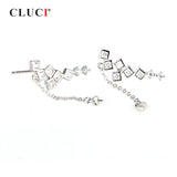 925 Silver CZ & Pearl Earrings - Wedding Jewelry