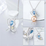 925 Silver Butterfly Pendant Zircon Jewelry Gift for Women SP406SB
