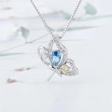 925 Silver Butterfly Pendant Zircon Jewelry Gift for Women SP406SB