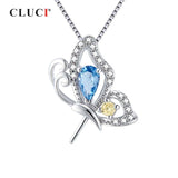 925 Silver Butterfly Pendant Zircon Jewelry Gift for Women SP406SB