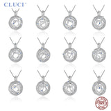925 Silver CZ 12 Constellations Necklace Pendant DIY Pearl Charms Cage SC475SB