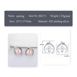 925 Silver CZ Heart Pearl Stud Earrings Mountings Women Party Wedding SE171SB