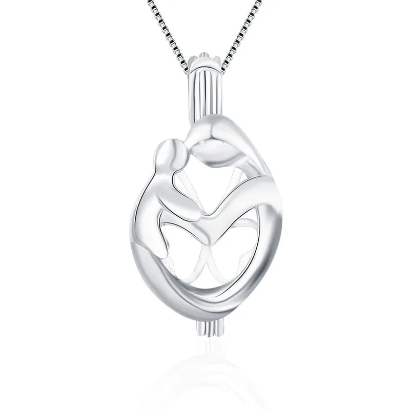 925 Silver Cage Pendant Pearl Locket Necklace Mother's Day Gift