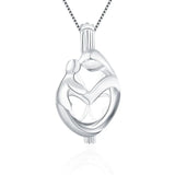 925 Silver Cage Pendant Pearl Locket Necklace Mother's Day Gift