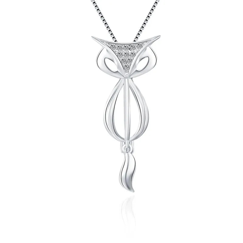 925 Sterling Silver Fox Zircon Locket Pendant SC065SB