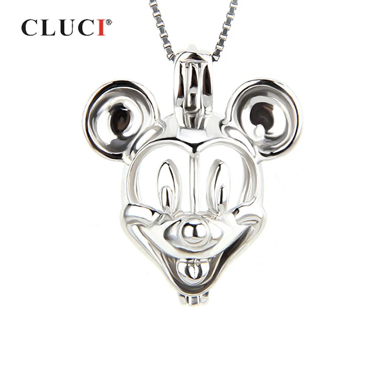 925 Silver Mouse Cage Pendant Necklace SC171SB
