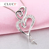 925 Silver Double Heart Pearl Pendant Mounting