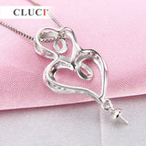 925 Silver Double Heart Pearl Pendant Mounting