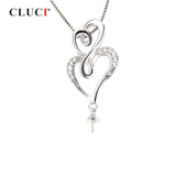 925 Silver Double Heart Pearl Pendant Mounting