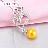 925 Silver Double Heart Pearl Pendant Mounting