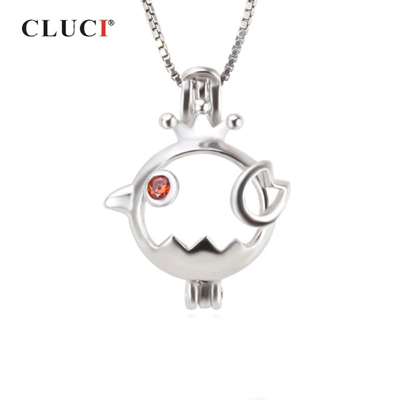 925 Silver Chicken Shaped Zircon Pendant SC295SB