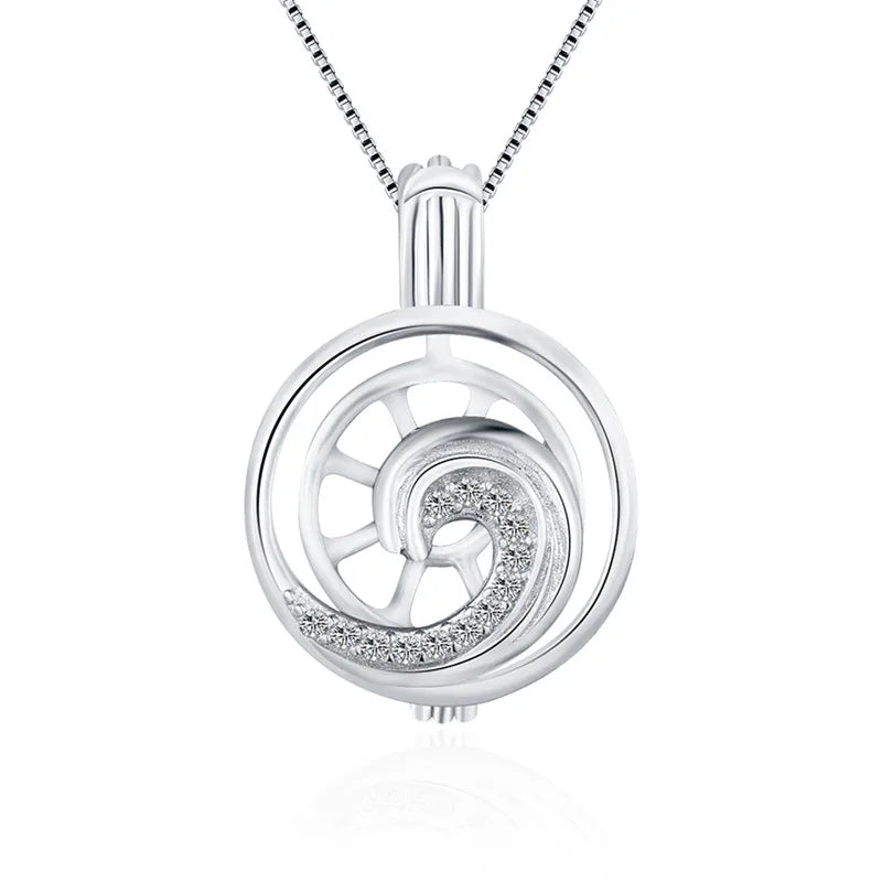 Wave Shape Pearl Cage Locket Pendant for Necklace SC376SB