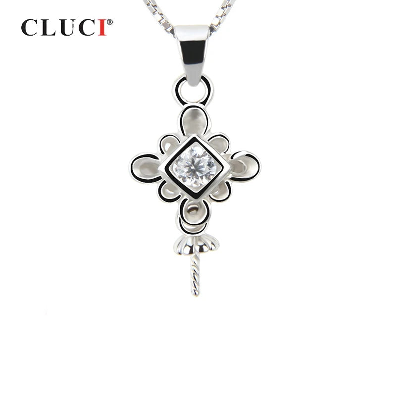 925 Silver Chinese Kont Shaped Pendant Pearl Mounting