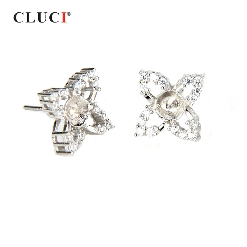 925 Silver Clover Earrings Women's Jewelry SE039SB