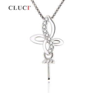Sterling Silver Cross Shape Pearl Pendant Necklace SP255SB