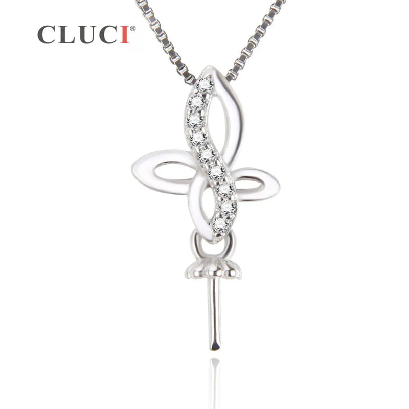 Sterling Silver Cross Shape Pearl Pendant Necklace SP255SB