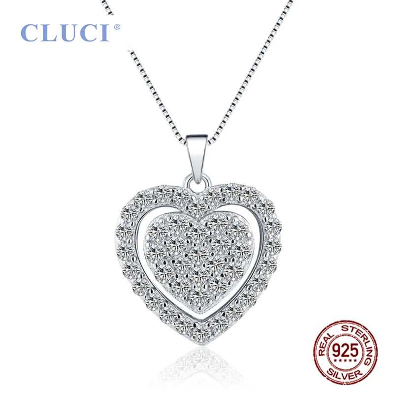 925 Silver Heart Pendant with Zircons Valentine Gift