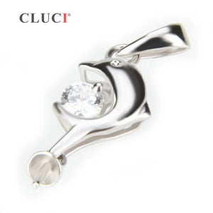 925 Silver Dolphin Pearl Pendant Mounting Jewelry Making
