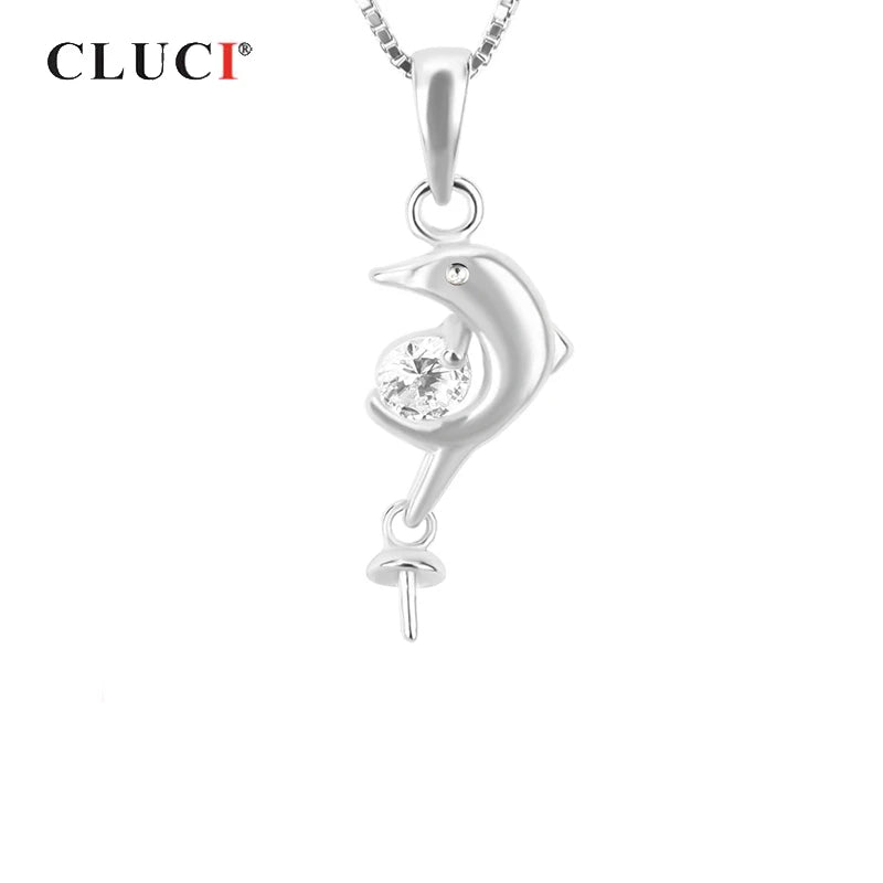 925 Silver Dolphin Pearl Pendant Mounting Jewelry Making